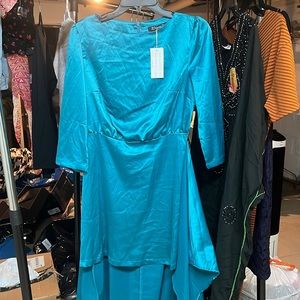Teal Satin Simplee Dress